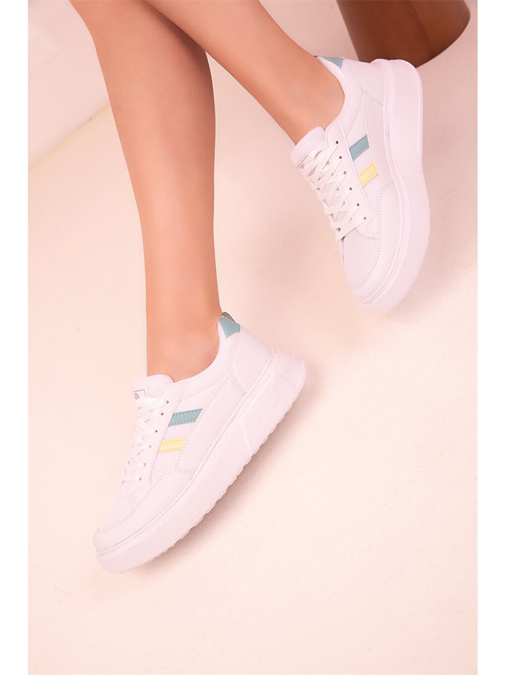 Leather Look Lace-up Women's Sneakers