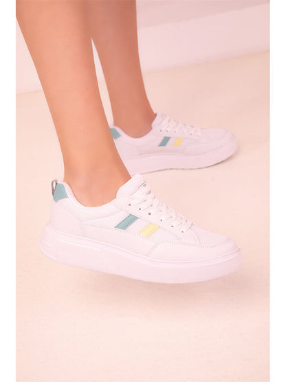 Leather Look Lace-up Women's Sneakers