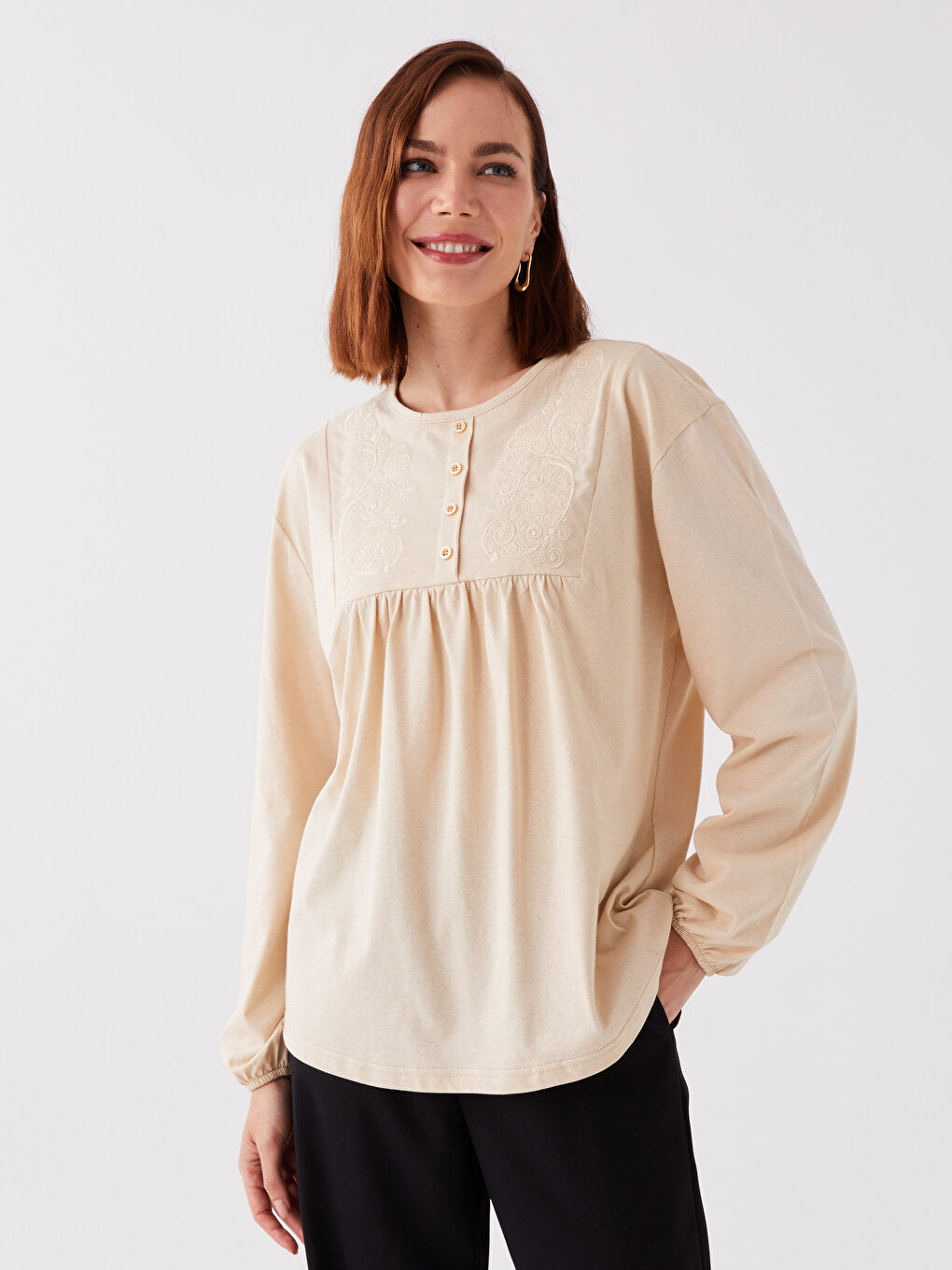 Button Closure Women's Blouse