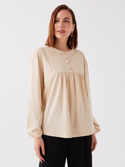 Button Closure Women's Blouse