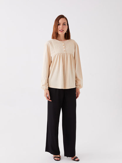 Button Closure Women's Blouse