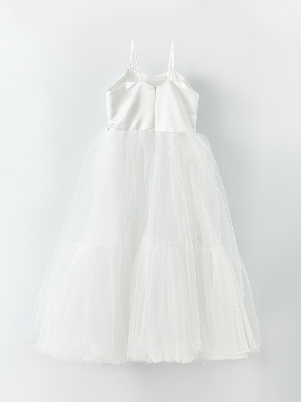 Square Neck Tulle Detailed Girl's Dress