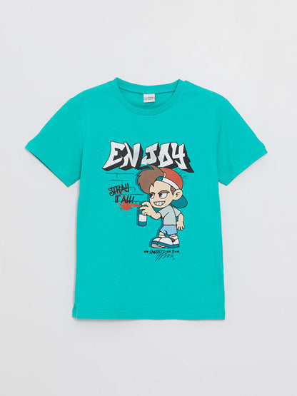 Crew Neck Printed Short Sleeve Boy's T-Shirt