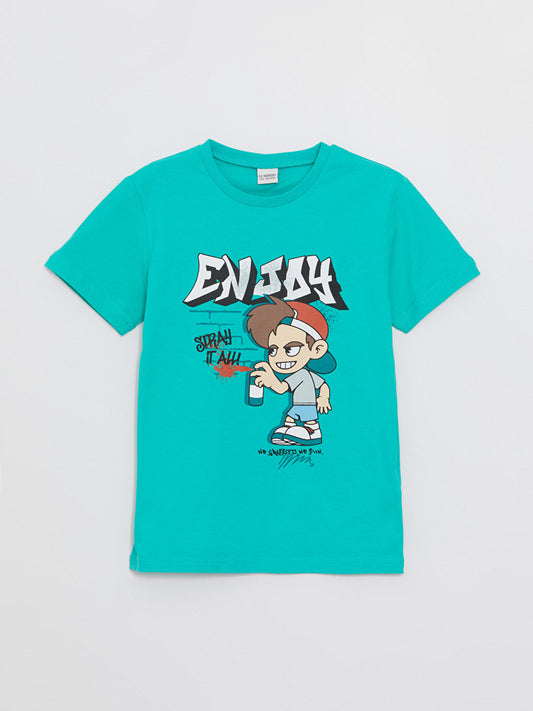 Crew Neck Printed Short Sleeve Boy's T-Shirt