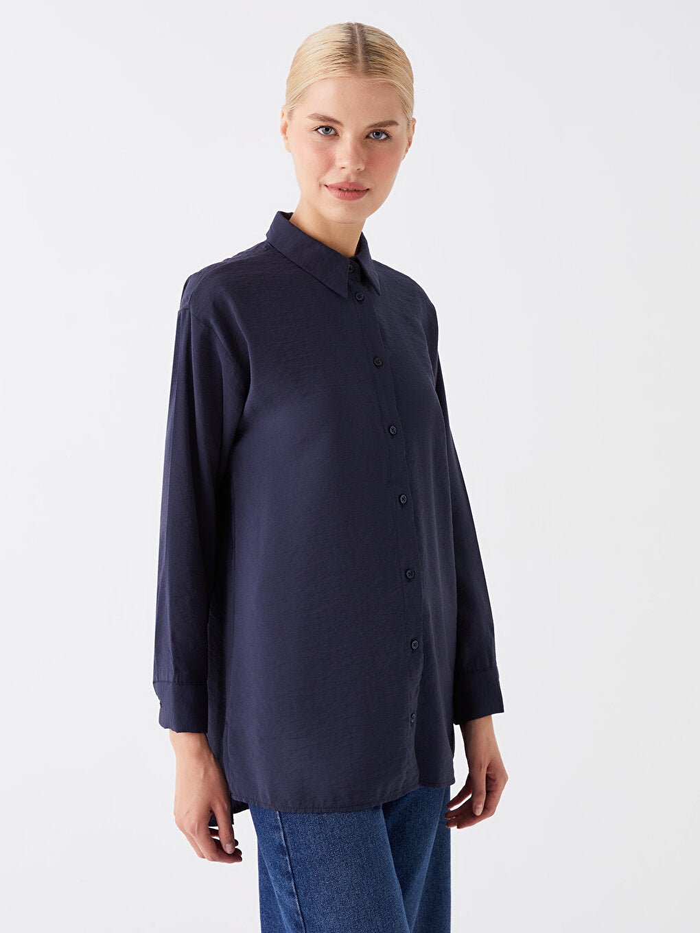 Plain Long Sleeve Oversize Women's Shirt Tunic