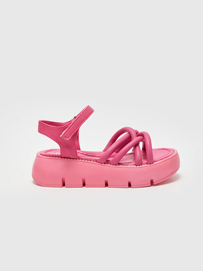 Leather Look Velcro Girls Sandals