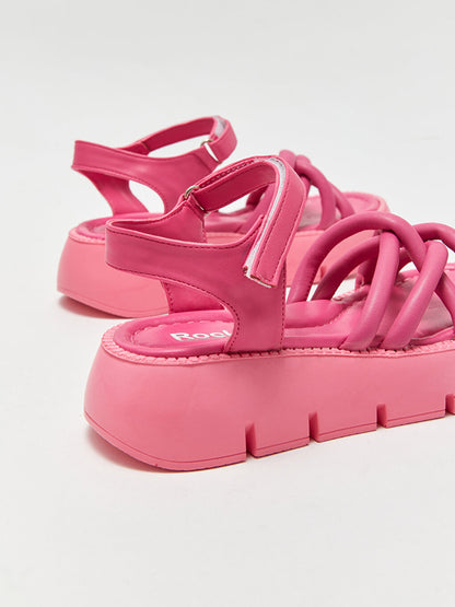 Leather Look Velcro Girls Sandals