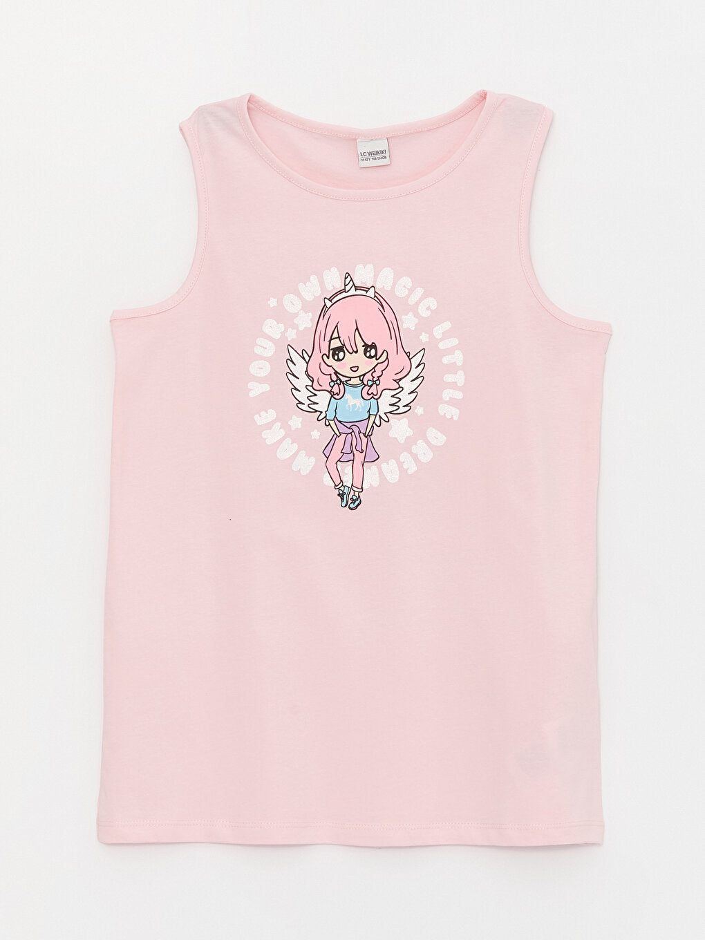 Crew Neck Printed Girl's Undershirt