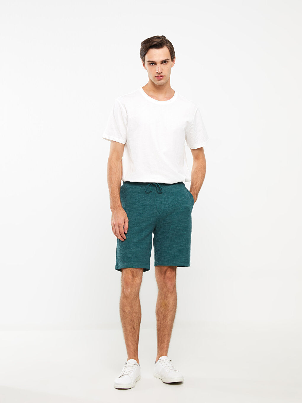 Slim Fit Men's Shorts with Waist Tie Detail