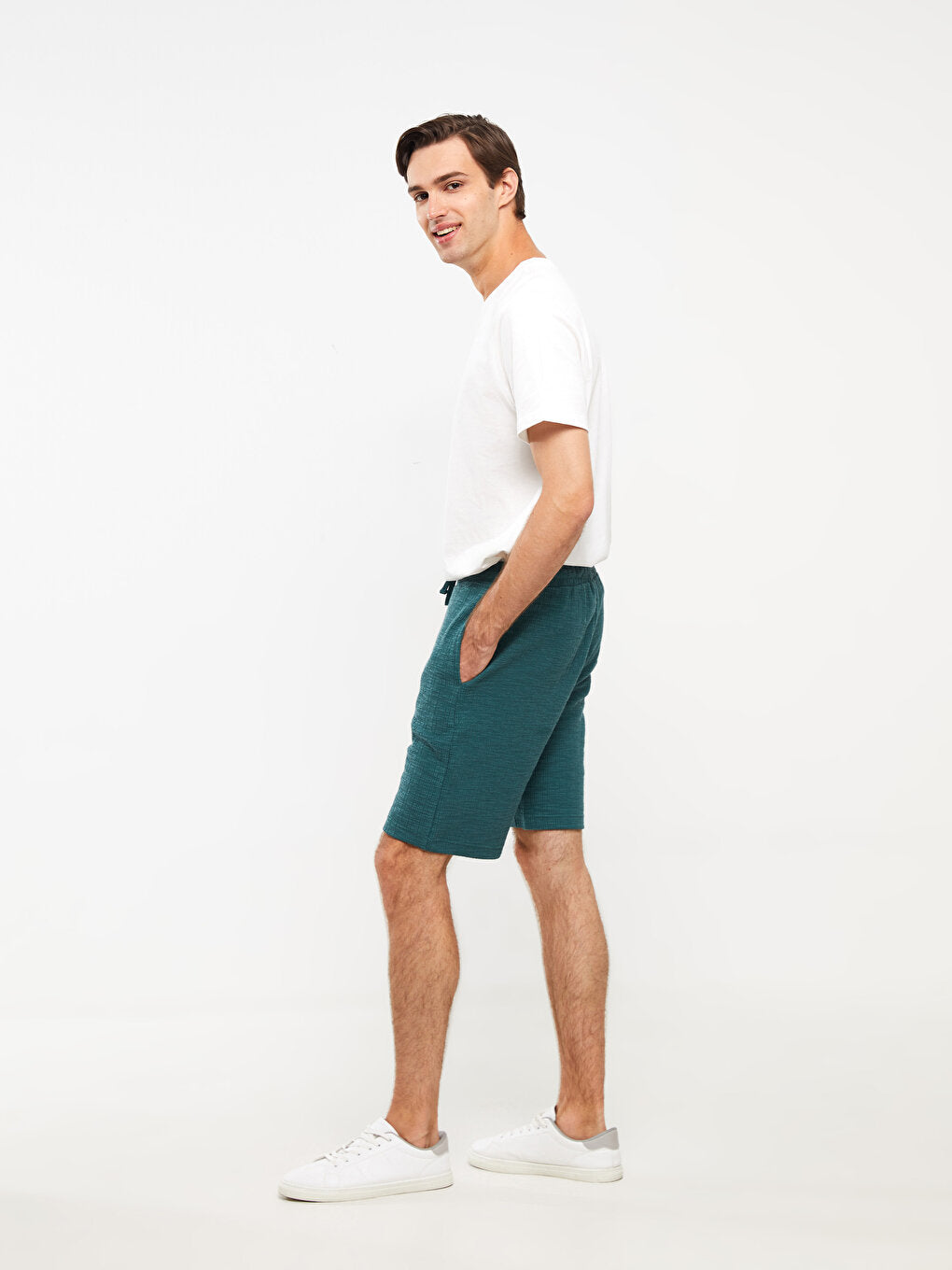 Slim Fit Men's Shorts with Waist Tie Detail