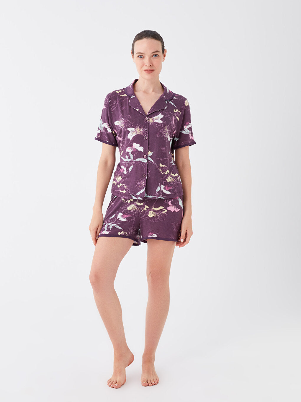 Shirt Collar Women's Pajama Set