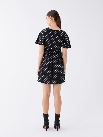 V-Neck Polka Dot Short Sleeve Women's Dress