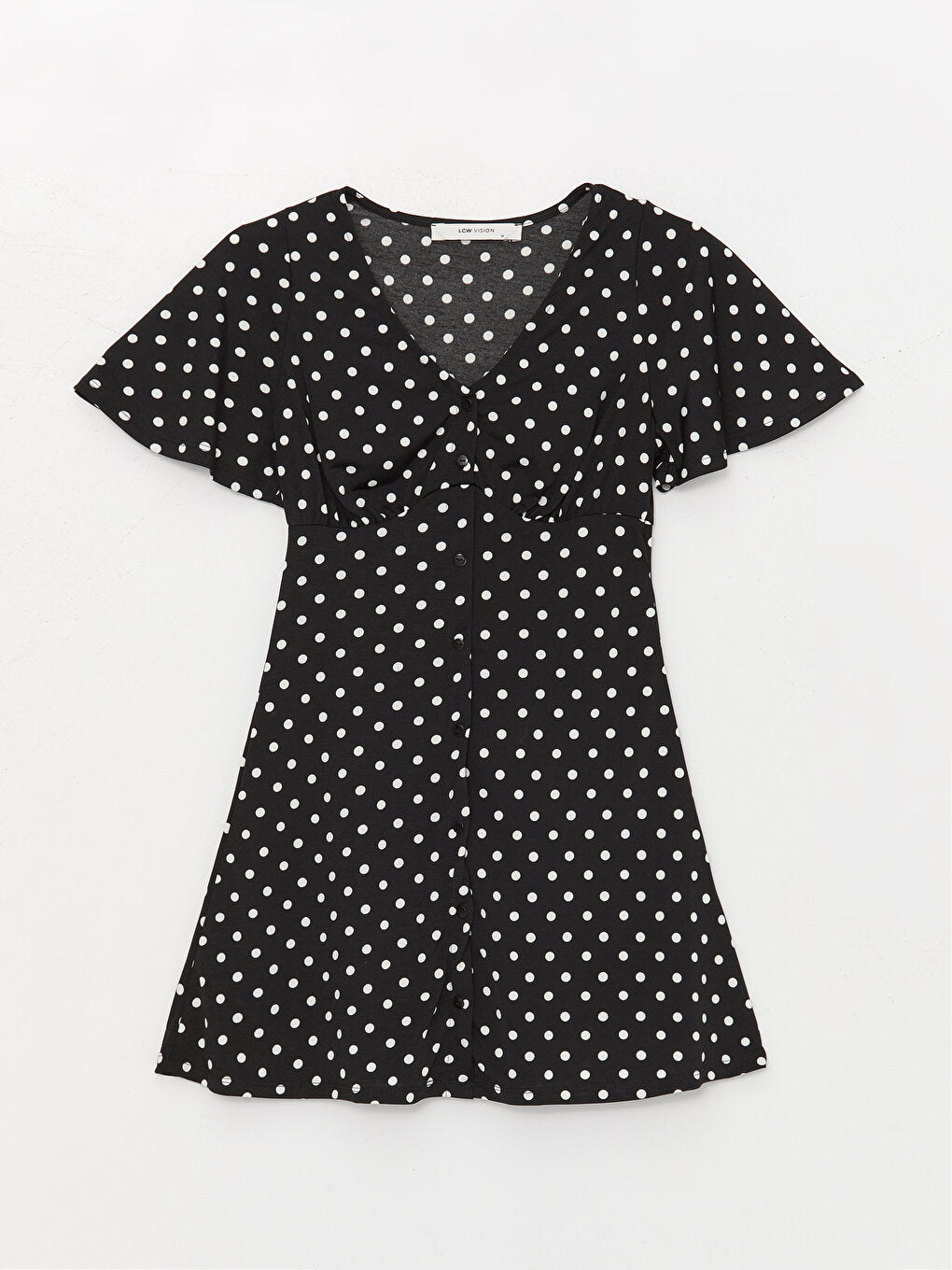 V-Neck Polka Dot Short Sleeve Women's Dress