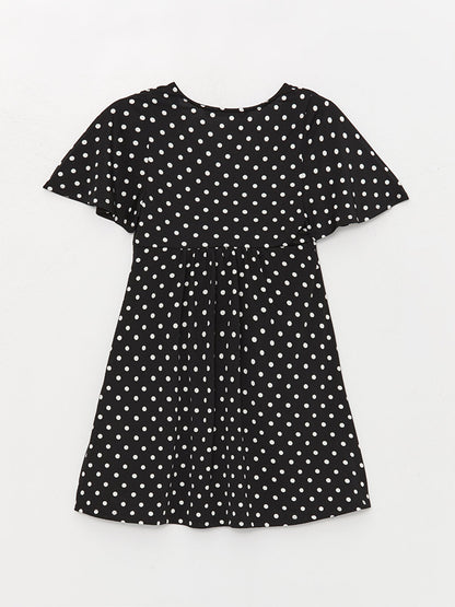 V-Neck Polka Dot Short Sleeve Women's Dress