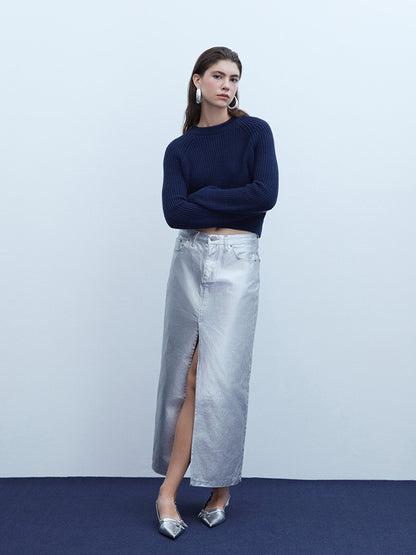 Women's Standard Fit Straight Metallic Skirt