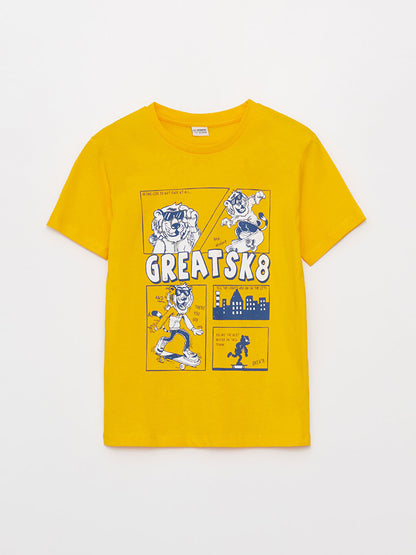 Crew Neck Printed Short Sleeve Boy's T-Shirt