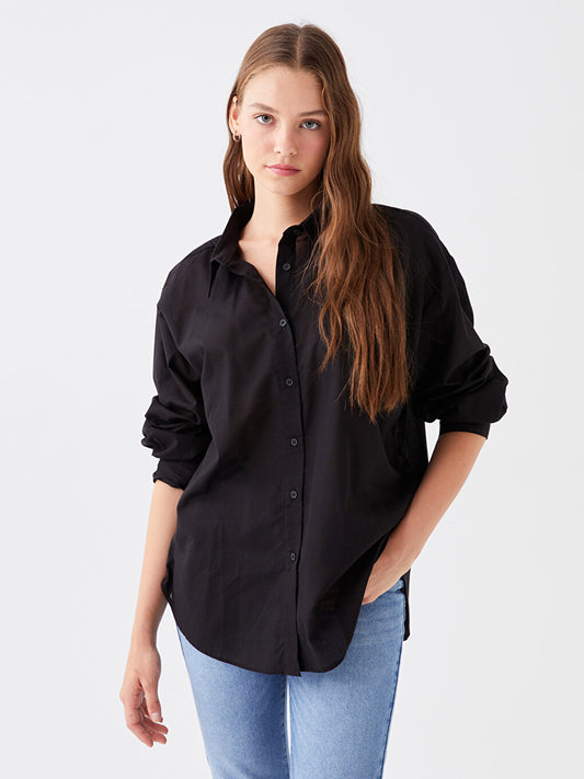 Plain Long Sleeve Oversize Women's Shirt