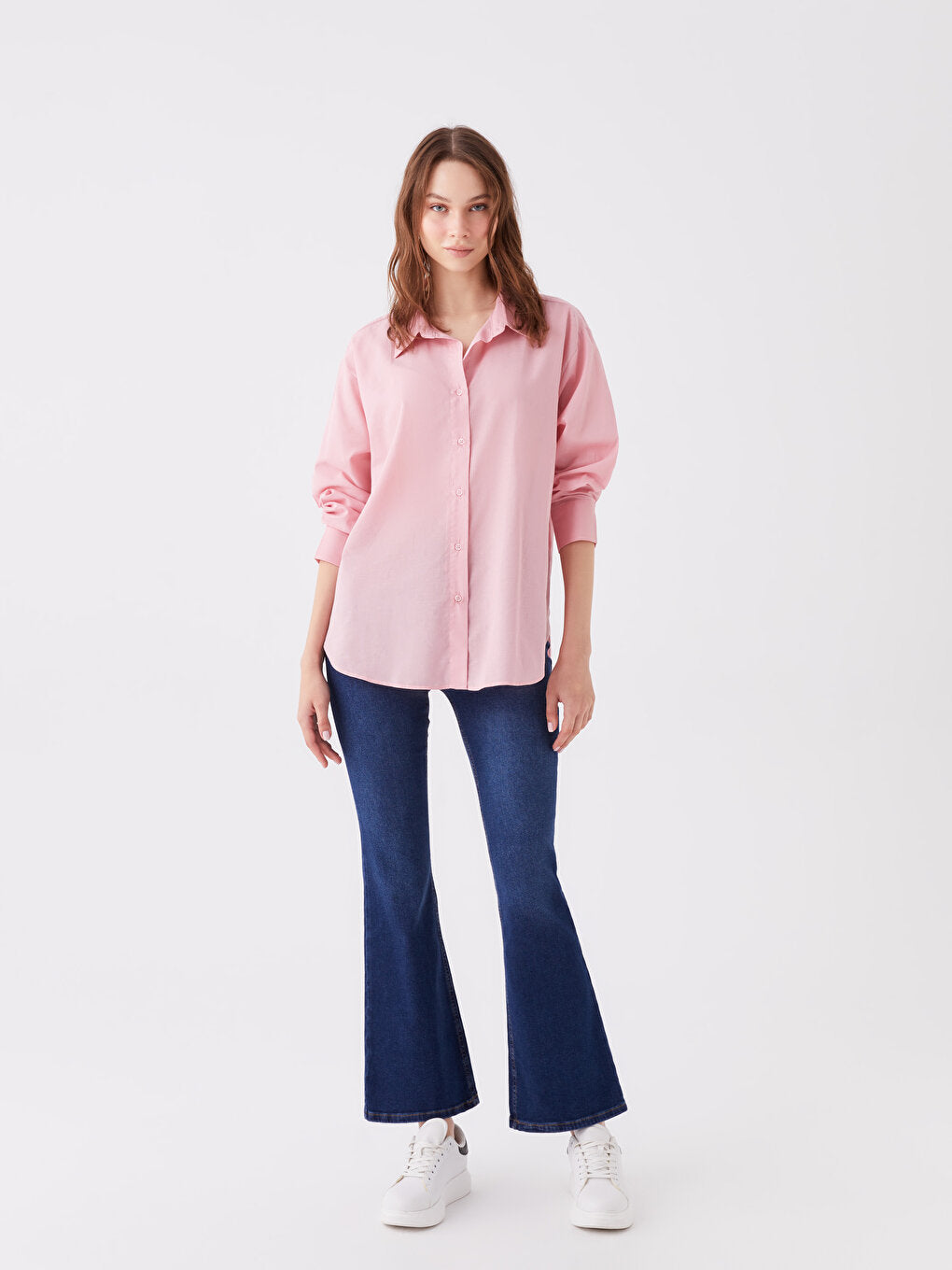 Plain Long Sleeve Oversize Women's Shirt