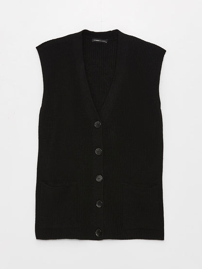 Women's V-Neck Plain Knitwear Vest