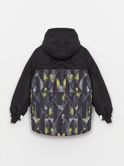 Hooded Patterned Boy's Puffer Coat