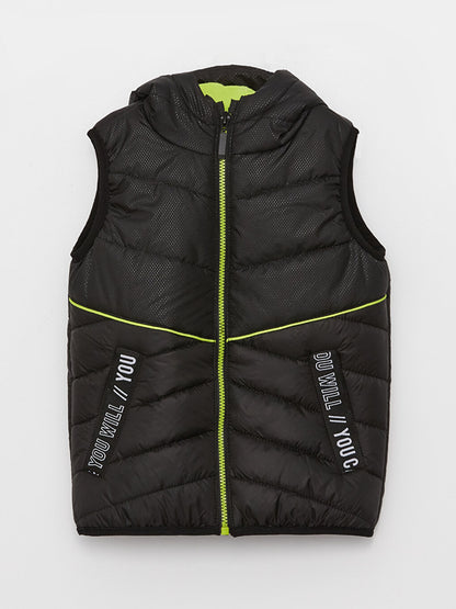 Hooded Printed Boys Puffer Vest