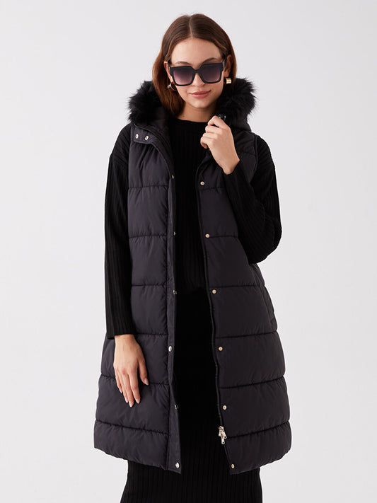 Women's Hooded Plain Puffer Vest