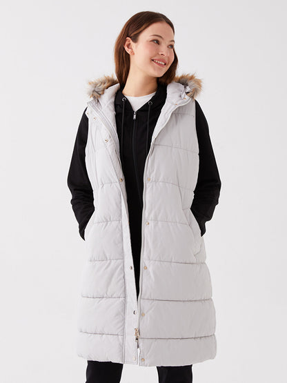 Women's Hooded Plain Puffer Vest