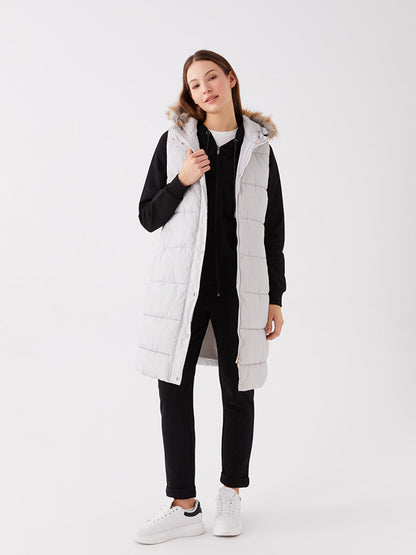 Women's Hooded Plain Puffer Vest