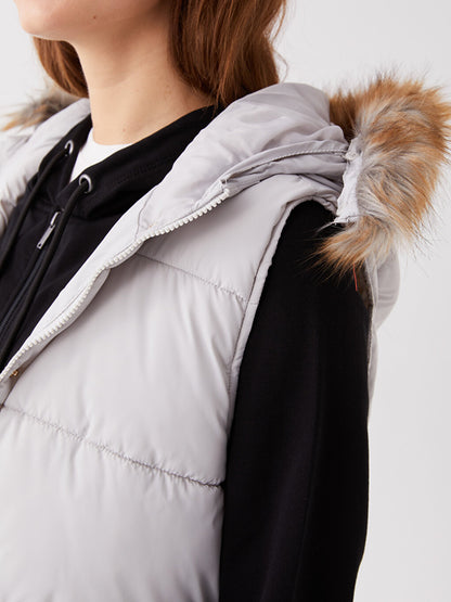 Women's Hooded Plain Puffer Vest