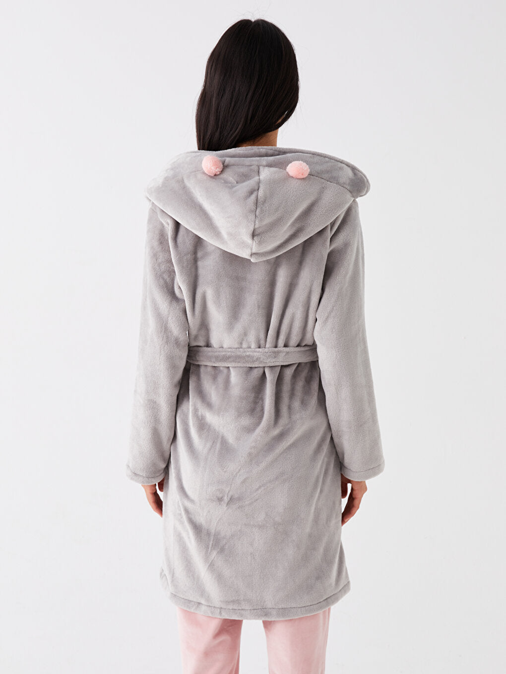 Hooded Plain Long Sleeve Women's Dressing Gown