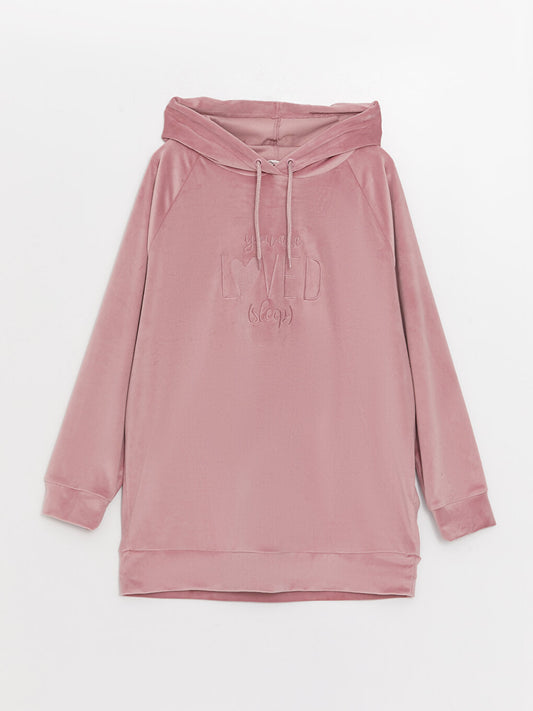 Hooded Embroidered Long Sleeve Velvet Women's Pajama Top