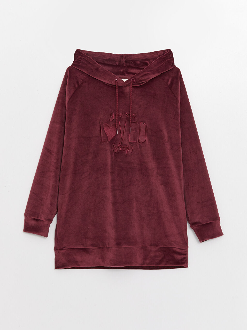 Hooded Embroidered Long Sleeve Velvet Women's Pajama Top