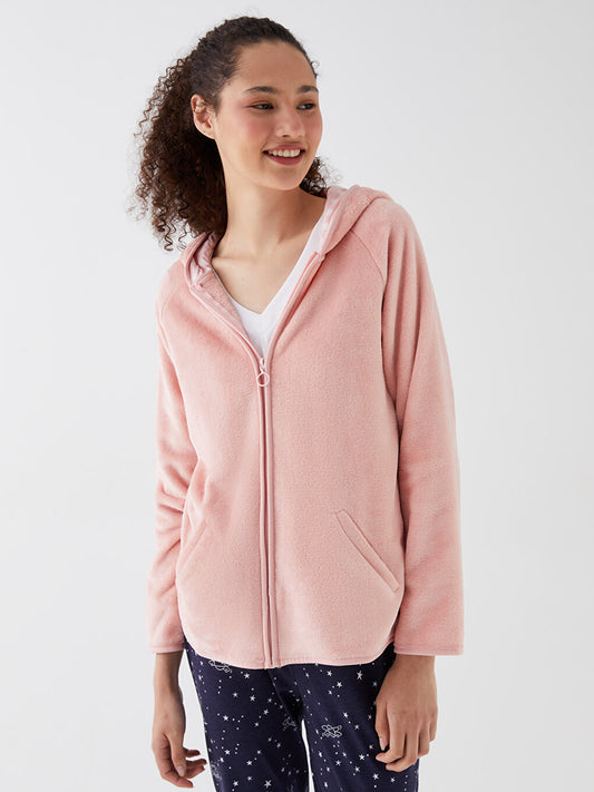 Hooded Plain Long Sleeve Women's Plush Pajama Top