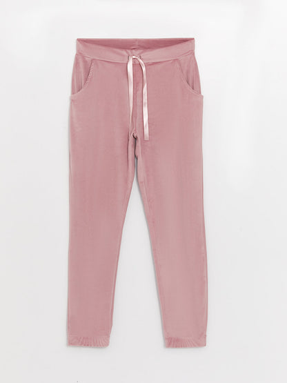 Plain Velvet Women's Jogger Pajama Bottom with Elastic Waist