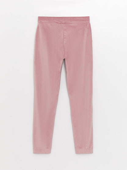 Plain Velvet Women's Jogger Pajama Bottom with Elastic Waist