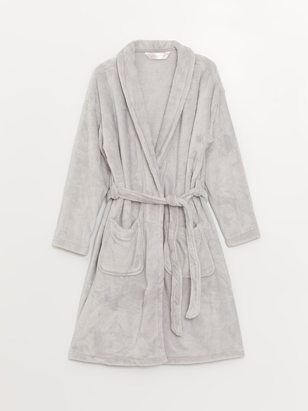 Shawl Collar Plain Long Sleeve Women's Plush Dressing Gown