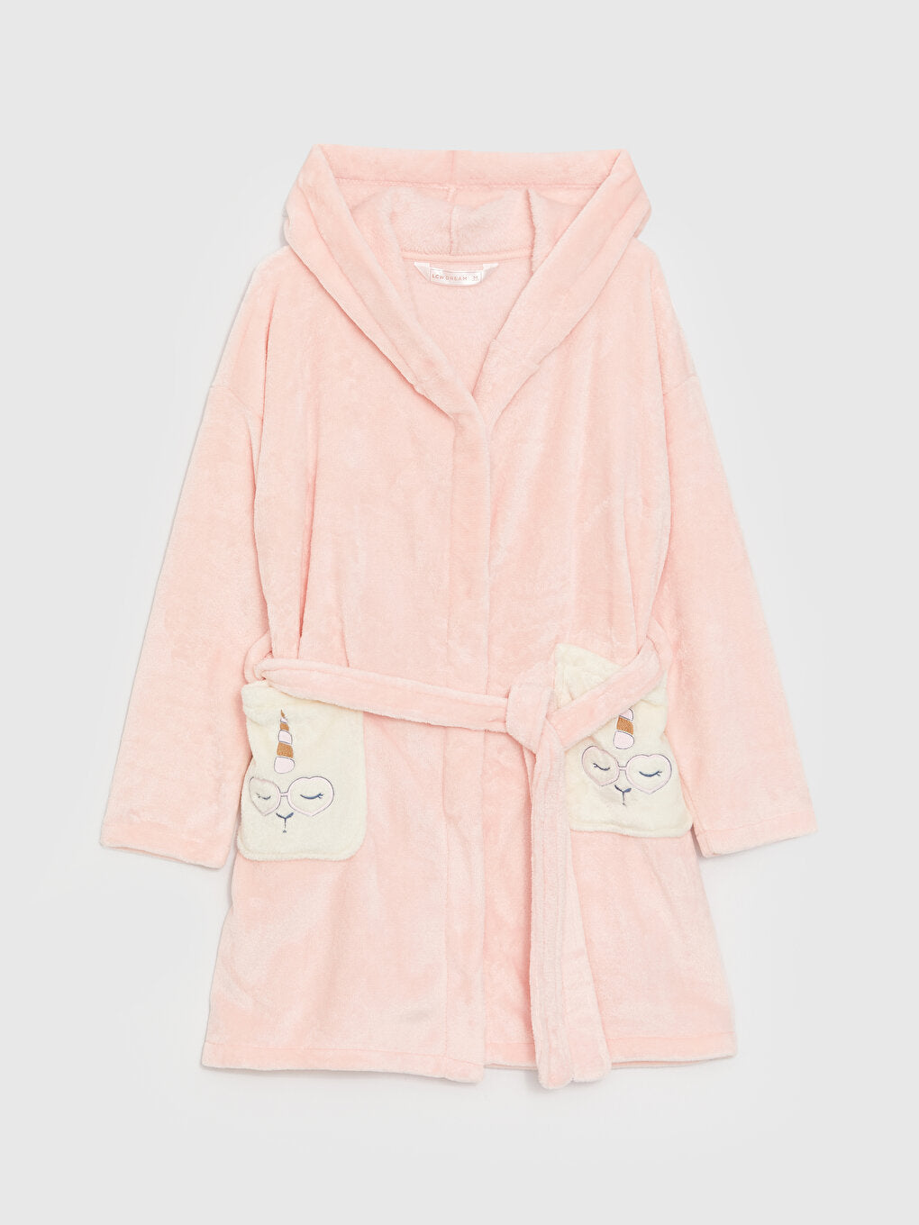 Hooded Embroidered Long Sleeve Women's Plush Dressing Gown