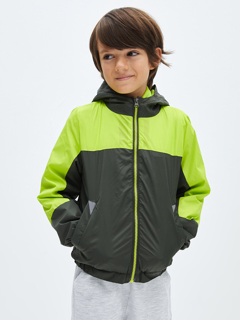 Hooded Color Blocked Boy's Raincoat