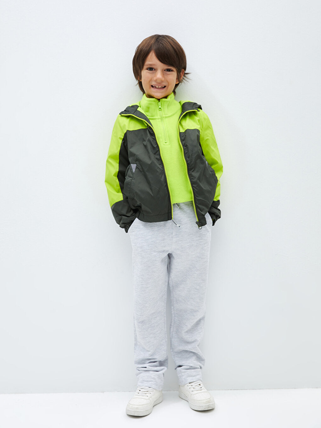 Hooded Color Blocked Boy's Raincoat