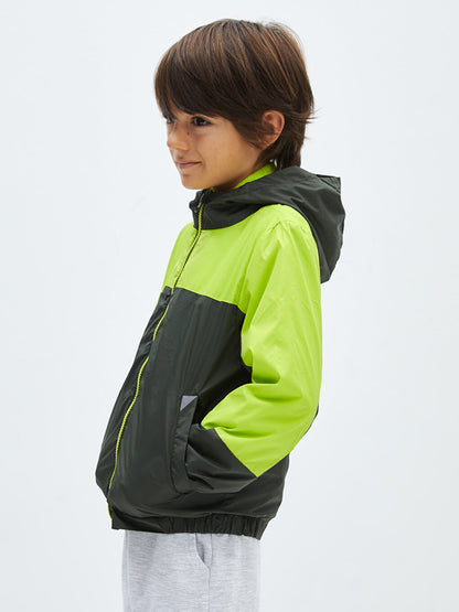 Hooded Color Blocked Boy's Raincoat