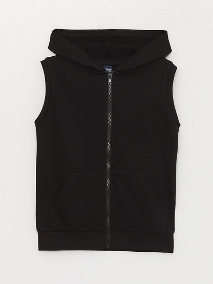 Hooded Basic Boy's Zippered Vest