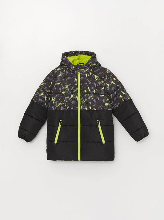 Hooded Printed Boy's Coat