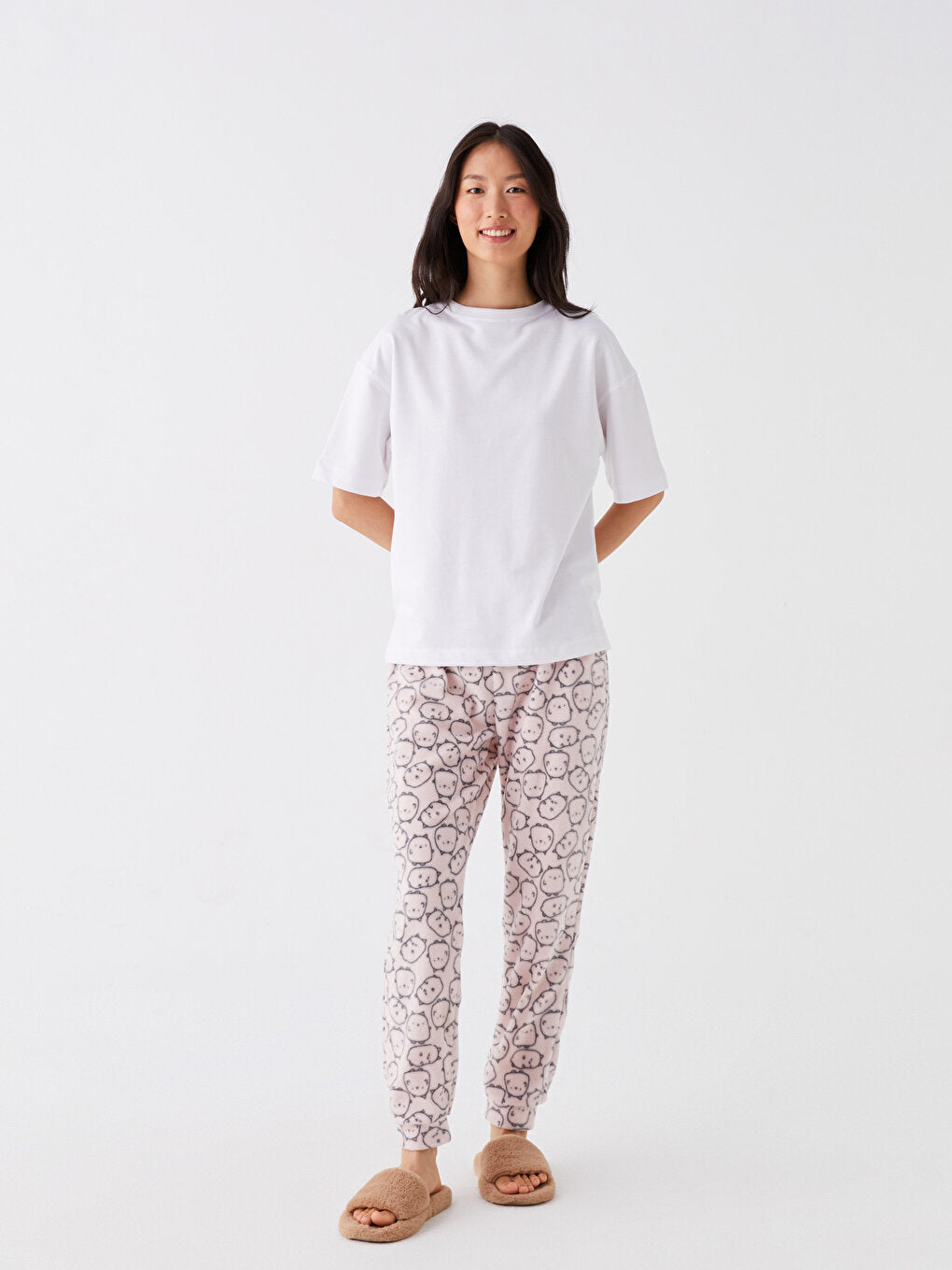 Patterned Women's Pajama Bottoms with Elastic Waist