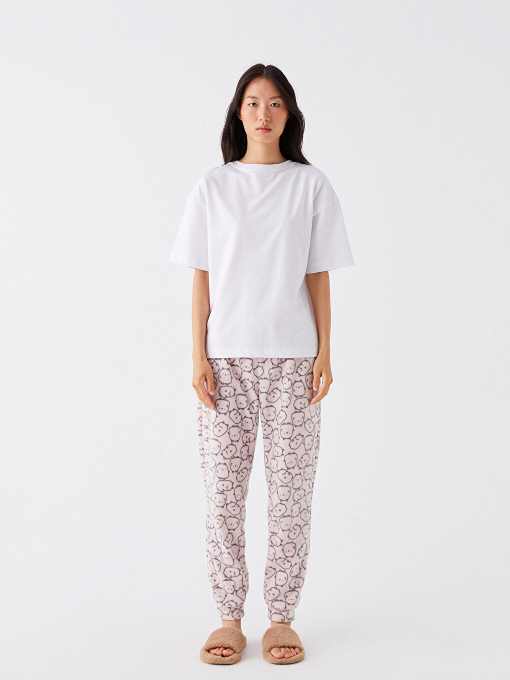 Patterned Women's Pajama Bottoms with Elastic Waist