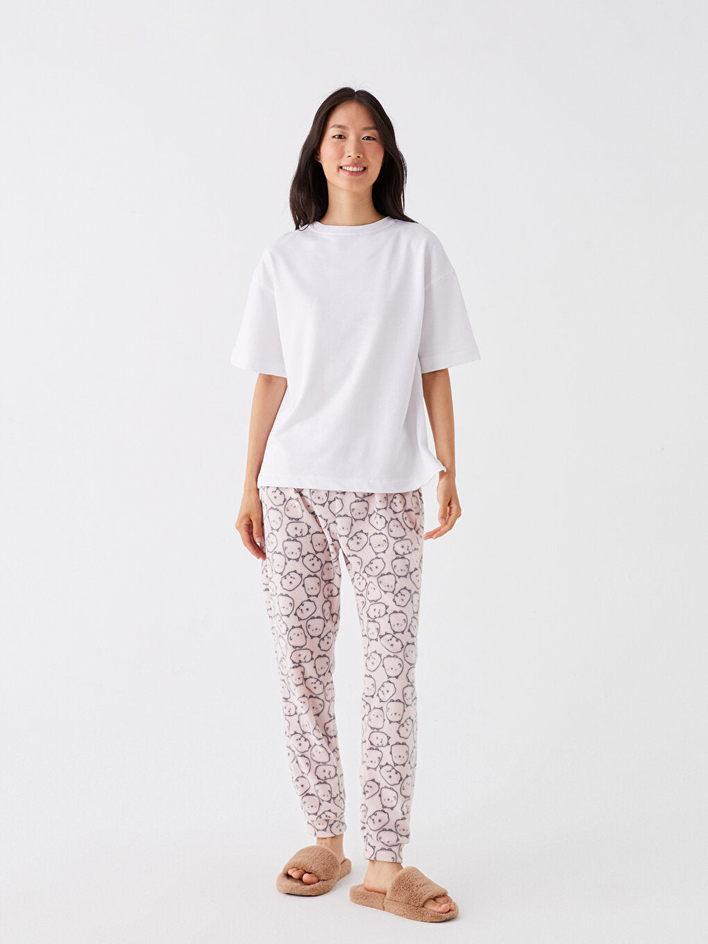 Patterned Women's Pajama Bottoms with Elastic Waist