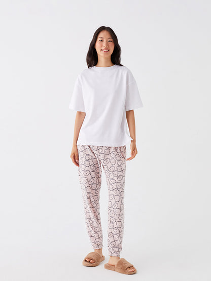 Patterned Women's Pajama Bottoms with Elastic Waist