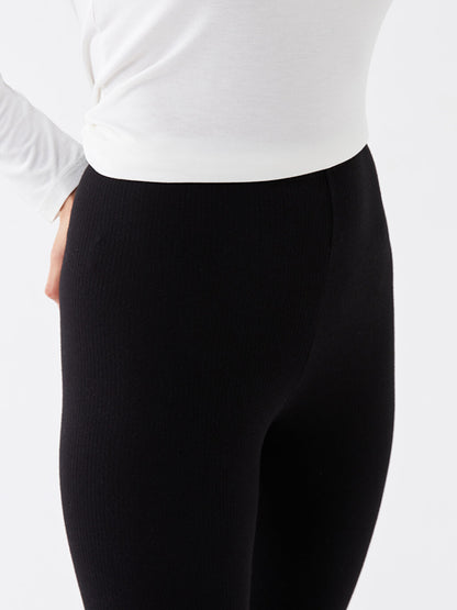 Plain Thermal Women's Underwear Tights with Elastic Waist