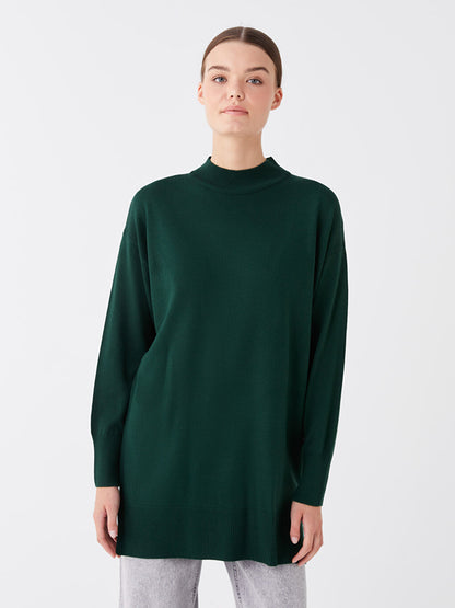 Half Turtleneck Straight Long Sleeve Women's Knitwear Tunic