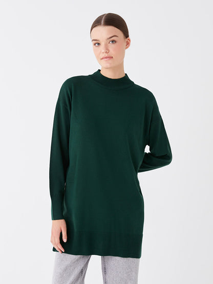 Half Turtleneck Straight Long Sleeve Women's Knitwear Tunic