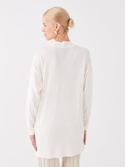 Half Turtleneck Plain Long Sleeve Women's Knitwear Tunic